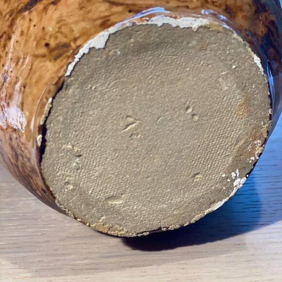 Vintage Handmade Glossy Ceramic Wood Print Vase - Picture 9 of 15